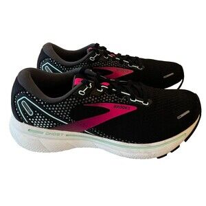 Brooks Women's Ghost 14 Neutral Running Shoes Black Pink Mint FLAW Size US 10.5
